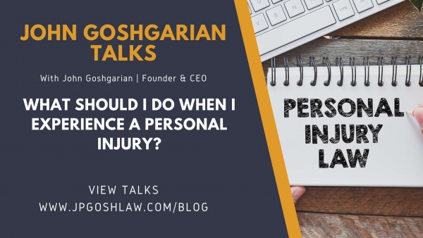 JP Gosh Law Talks for Coral Springs, FL - What Should I Do When I Experience a Personal Injury?